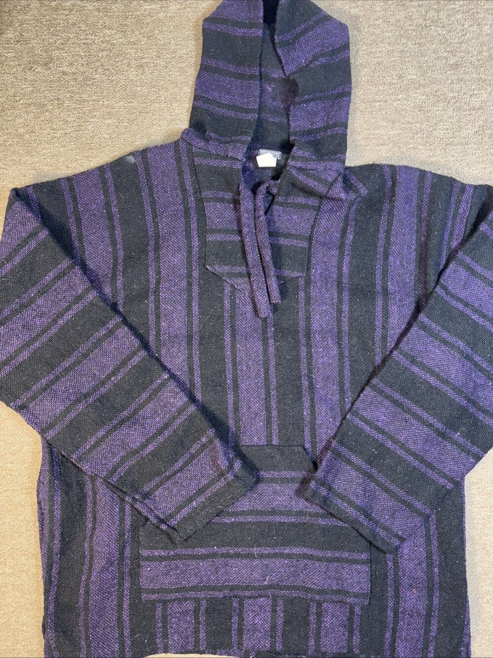 Men’s Earthbound Poncho Pullover Striped XXL Purple
